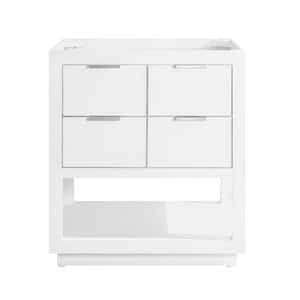 Allie 30 in. Bath Vanity Cabinet Only in White with Silver Trim