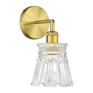 5.7 in. 1-Light Gold Vanity Light with Clear Glass Shade
