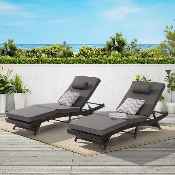 Brown Wicker Outdoor Adjustable Lounge Chair, Patio Recliner
