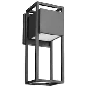 Supreme Matte Black Outdoor Hardwired Wall Lantern Sconce with Integrated LED