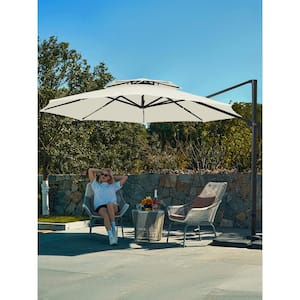 13 ft. Patio Round Umbrella 360-Degree Rotation Cantilever Umbrella with Cover in Off-White