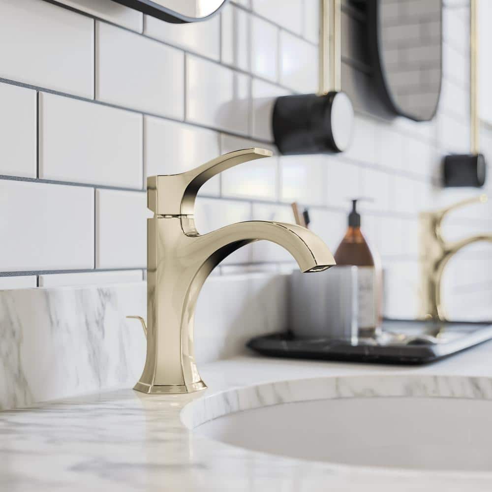 Polished Nickel Art Deco Single Hole Bathroom Faucet