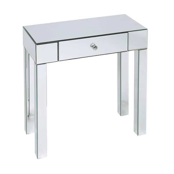 Ave Six Reflections Silver Mirror Storage Console Table