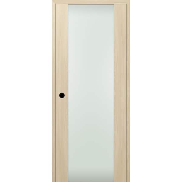 Belldinni 18 in. x 96 in. Left-Hand Full Lite Frosted Glass Solid Composite Core Loire Ash Wood Single Prehung Interior Door