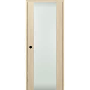 28 in. x 80 in. Left-Hand Full Lite Frosted Glass Solid Composite Core Loire Ash Wood Single Prehung Interior Door