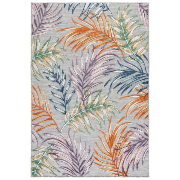 Cabana 4 x 6 Gray/Multi Leaf CBN458G Area Rug