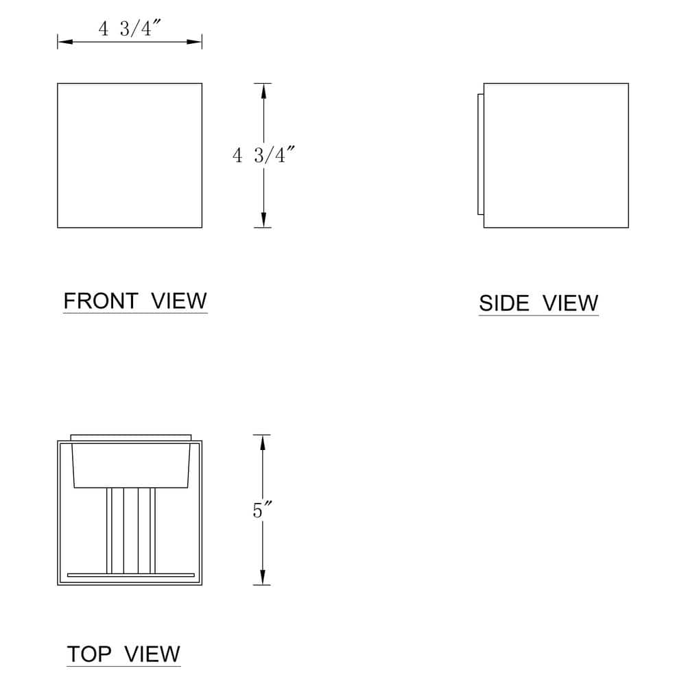 Black Aluminum Cube Dimmable Outdoor Wall Light, 2 Pack
