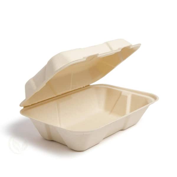 100% Compostable Paper Take-Out Container 9 in. x 6 in. Clamshell [75-Pack]