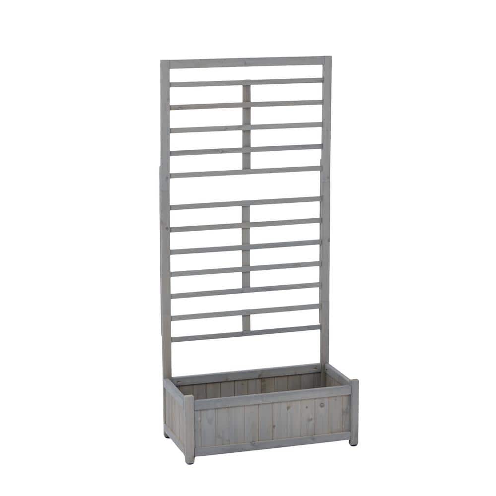 Wood Raised Garden Bed with Trellis-Perfect for Climbing Plants, Herbs, and