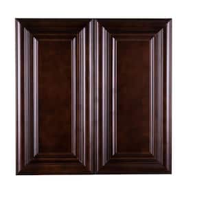 Edinburgh Assembled 24 in. x 30 in. x 12 in. Wall Cabinet with 2 Doors 2 Shelves in Espresso