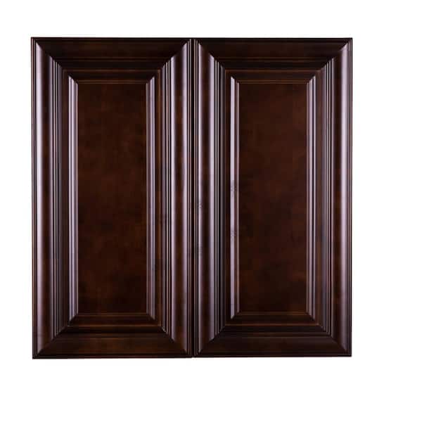 LIFEART CABINETRY Edinburgh Assembled 24 in. x 30 in. x 12 in. Wall Cabinet with 2 Doors 2 Shelves in Espresso