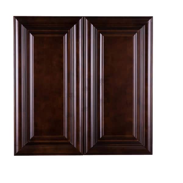 LIFEART CABINETRY Edinburgh Assembled 24 in. x 36 in. x 12 in. Wall Cabinet with 2 Doors 2 Shelves in Espresso
