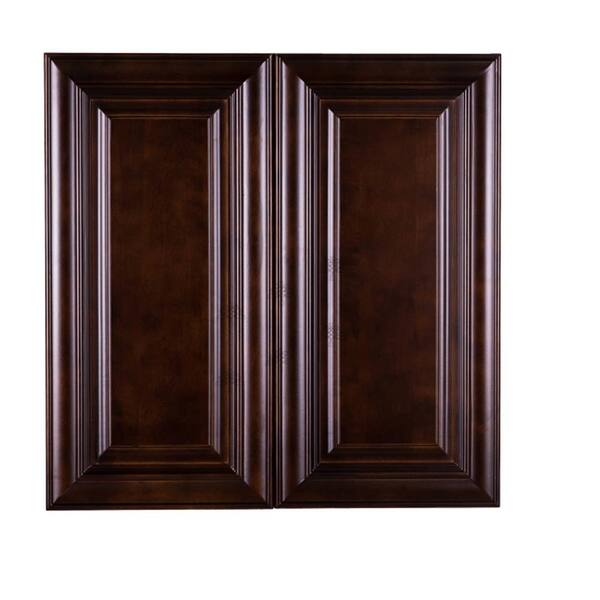 LIFEART CABINETRY Edinburgh Assembled 30 in. x 36 in. x 12 in. Wall Cabinet with 2 Doors 2 Shelves in Espresso