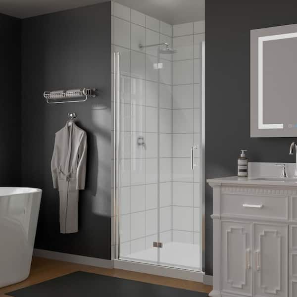 CASAINC 36 in. W x 72 in. H Folding Semi-Frameless Shower Door in Chrome with Clear Glass