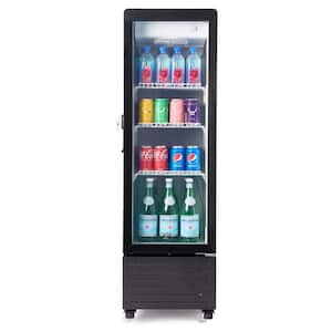 4.9 cu. ft Commercial Upright Display Frost Free Refrigerator Glass Door Beverage Cooler with LED Light Strip in Black
