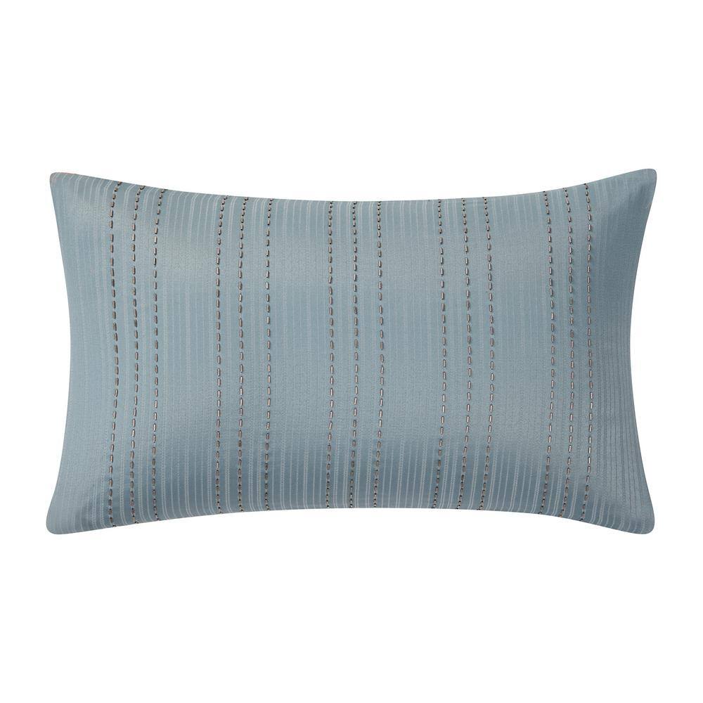 Blue and Ivory Embroidered Polyfill Throw Pillow Set
