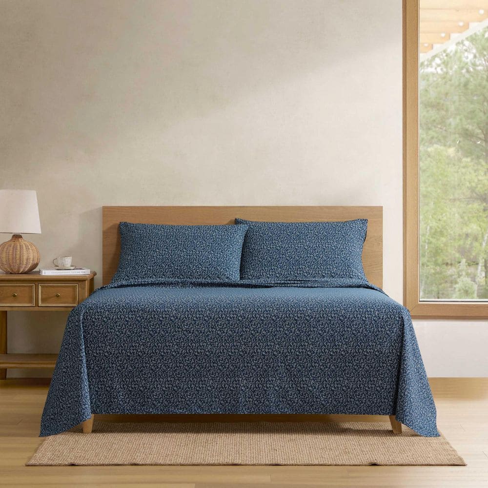 Petite Floral 4-Piece Blue Indigo Percale Cotton Full Sheet Set price history on PriceWatchPro