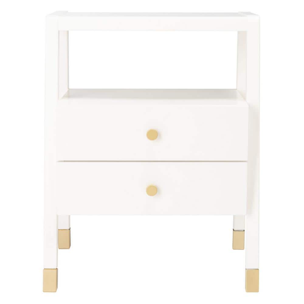 Cove Chic White/Gold Rectangular Storage Accent Table
