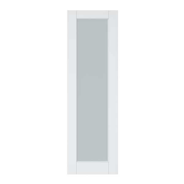 ARK DESIGN 24 in. x 80 in. White Primed 1 Tempered Frosted Glass Lite Pocket Door Slab, Standard Door, without Pocket Door Frame