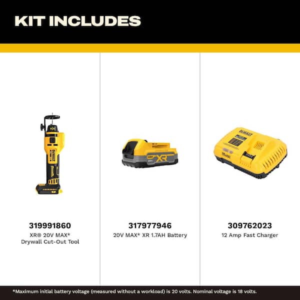 XR 20-Volt Lithium-Ion Cordless Rotary Drywall Cut-Out Tool with POWERSTACK 1.7 Ah Battery and Charger