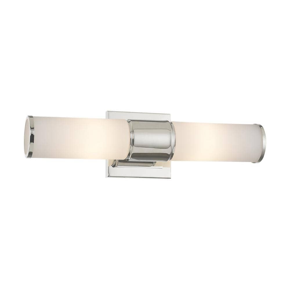 Polished Nickel 2-Light Vanity with Satin Opal Glass