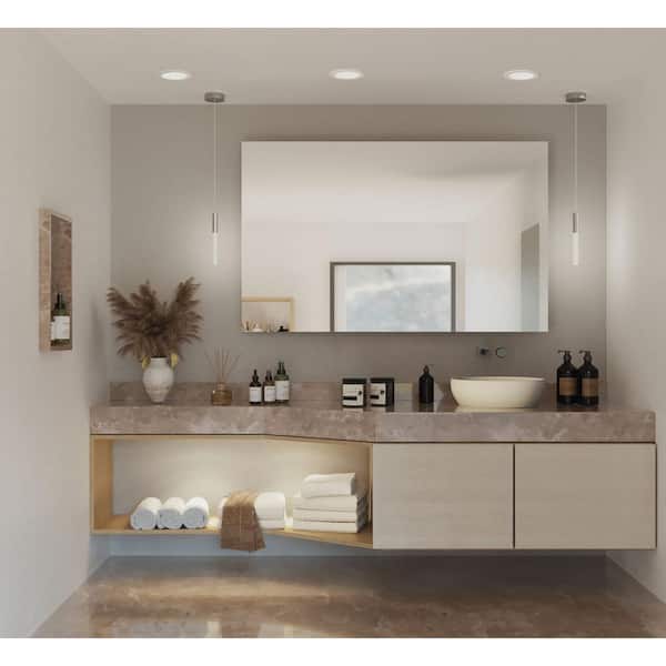 Kylo LED Collection 1-Light Brushed Nickel Frosted Glass LED Modern Pendant Hanging Light