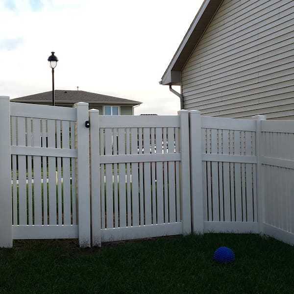 Weatherables Davenport 5 ft. H x 6 ft. W White Vinyl Semi-Privacy Fence Panel Kit