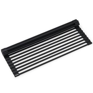Kore Workstation 16.9 in. Multipurpose Over Sink Roll-Up Dish Drying Mat in Matte Black