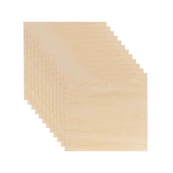 1/8 x 12 x 12 in. Basswood Plywood Project Panel, Unfinished Wood Sheets for Crafts and DIY Projects (12-Pack)