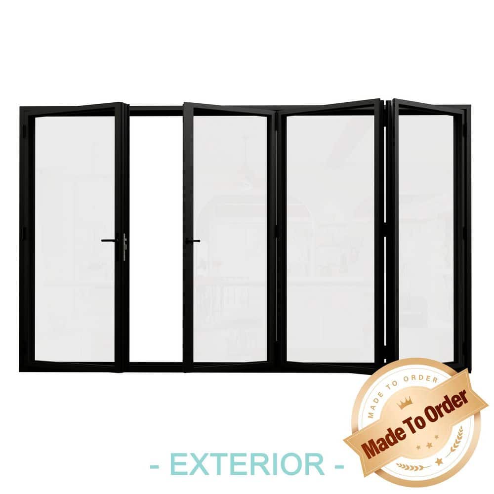 156 in. x 80 in. Right Swing/Outswing Double Tempered Glass Black Aluminum Folding Patio Door price history on PriceWatchPro