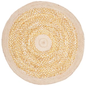 Cape Cod Gold/Natural 4 ft. x 4 ft. Braided Round Area Rug