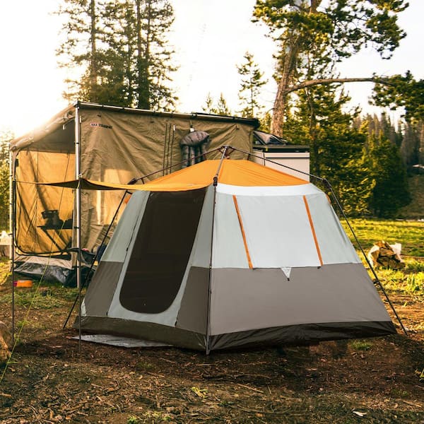 Per ongeluk Gemaakt om te onthouden hoogte Afoxsos 4-Person/6-Person Outdoor Orange Waterproof Tent Easy-Setup Family  Tent with Door Mat and Door Awning HDDB1074 - The Home Depot