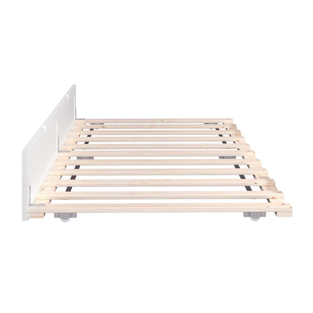 White Twin Wood Frame Trundle Daybed
