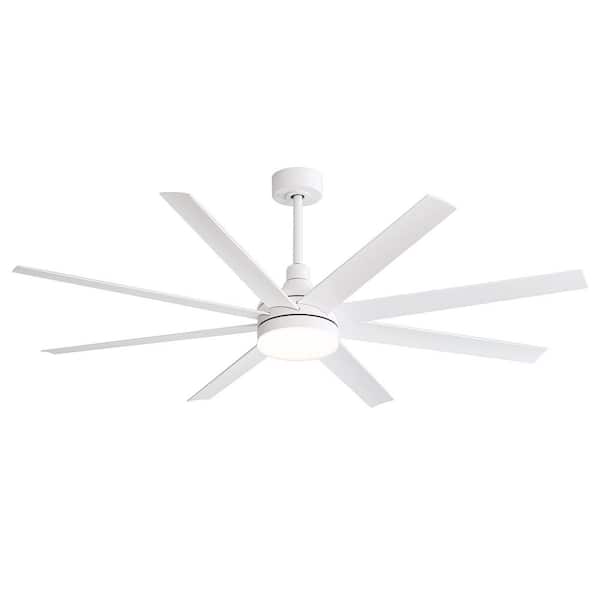 Breezary Archer 65 in. Integrated LED Black Windmill Ceiling Fan with Light, 9-Brown Blades, Downrod and Remote Included