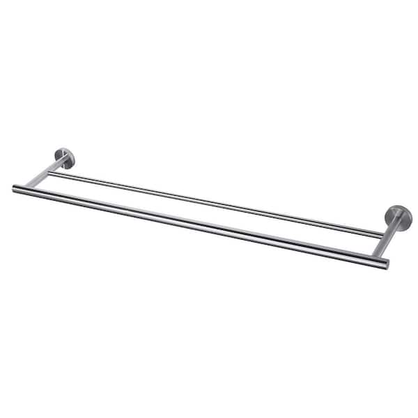 32 in. Stainless Steel Double Towel Bars for Bathroom, Wall Mount Towel Holder in Brushed Nickel