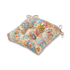 Painted Paisley Jamboree Square Tufted Outdoor Seat Cushion