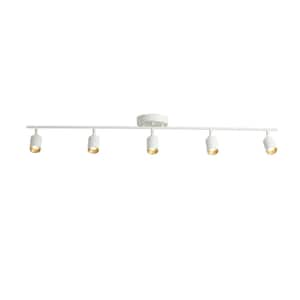 Shura 48 in. 5-Light Matte White Integrated LED Flush Mount Ceiling Light with Rotatable Heads, 3000K, 2450 Lumens