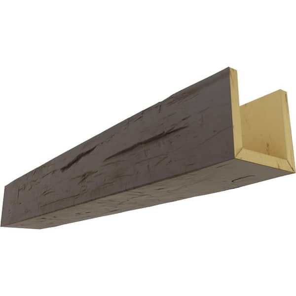 Ekena Millwork 4 in. x 4 in. x 24 ft. 3-Sided (U-Beam) Hand Hewn Faux Wood Ceiling Beam in Natural Honey Dew