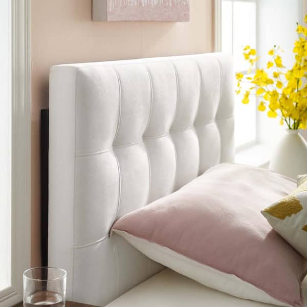 MODWAY Lily Biscuit Tufted White Twin Performance Velvet