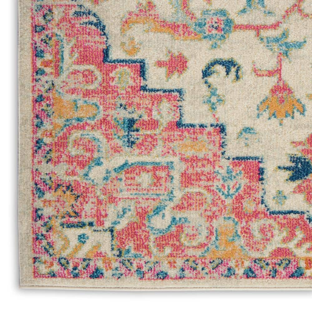 Passion Floral Symphony Blue Rectangular 6'7" x 9'6" Synthetic Rug