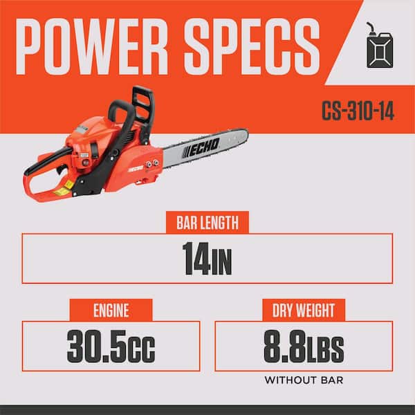 ECHO 14 in. 30.5 cc Gas 2-Stroke Rear Handle Chainsaw CS-310-14