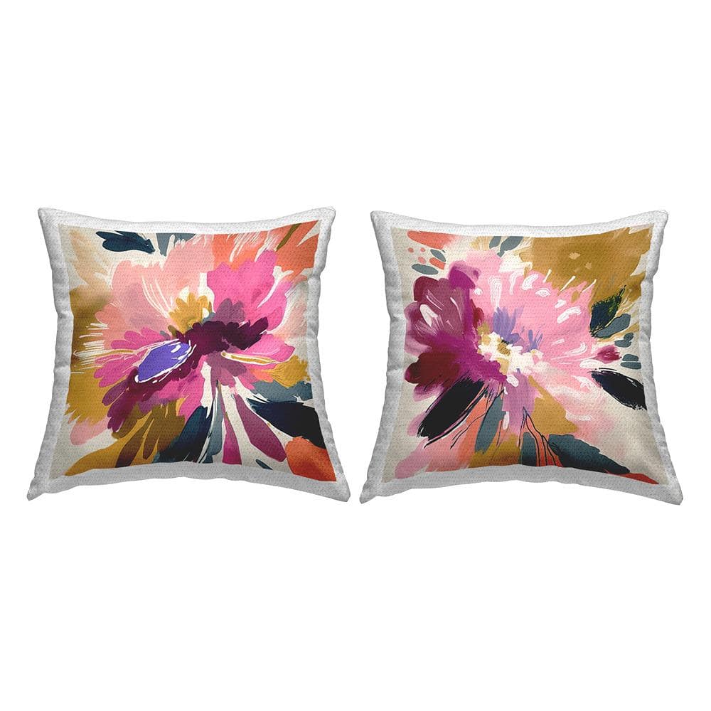 Floral Multicolor Square Outdoor Throw Pillow Set