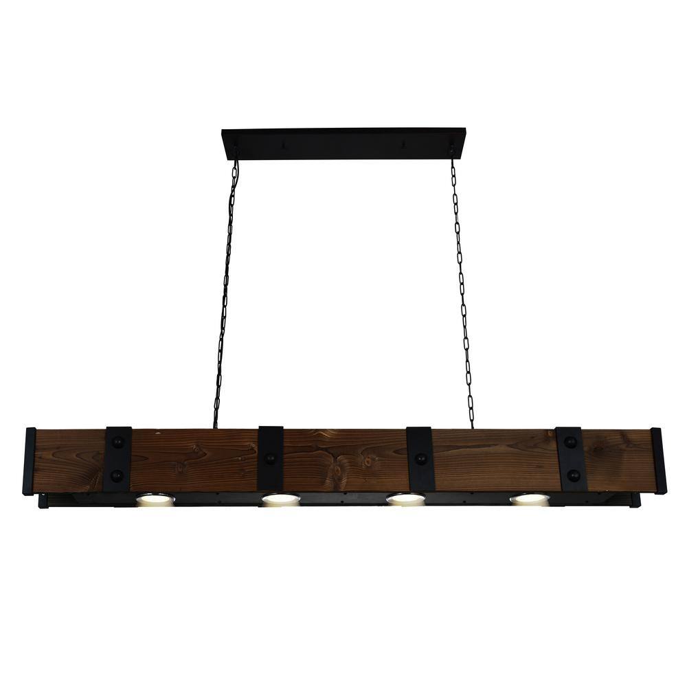 Rustic Crystal-Embellished LED Drum Chandelier in Brown and Black