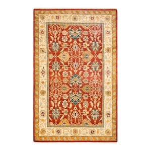 Mogul One-of-a-Kind Traditional Orange 4 ft. 2 in. x 6 ft. 6 in. Oriental Area Rug