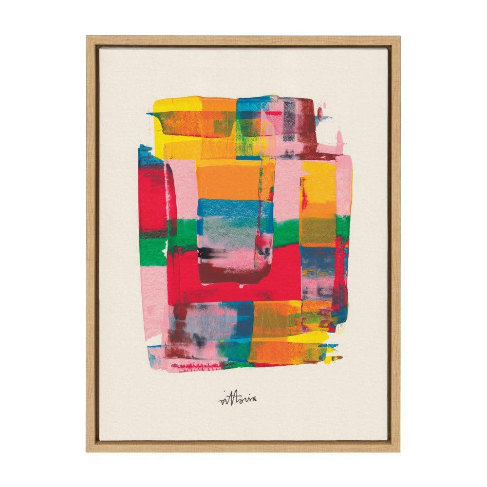 Amber Vittoria Colorful Abstract Geometric Canvas Art with Natural Frame