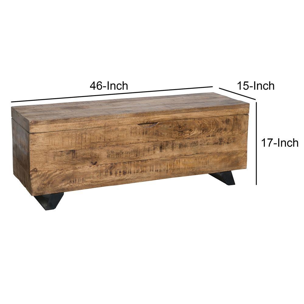 Mango Wood & Metal 46" Rectangular Storage Trunk - Brown