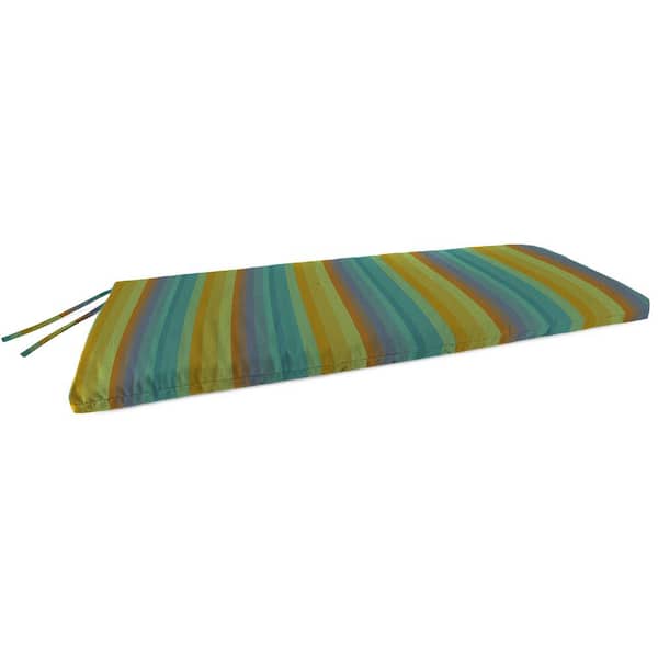 Jordan Manufacturing Sunbrella 48 in.x18 in.Astoria LagoonMulticolor Stripe Rectangular Knife Edge Outdoor Settee Swing BenchCushion withTies