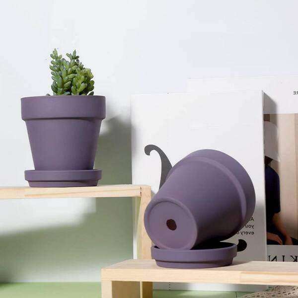 Purple Terracotta Indoor/Outdoor Planter with Saucer(4 in. W x 4 in.  H)6-Pack L09HXCRBCL - The Home Depot