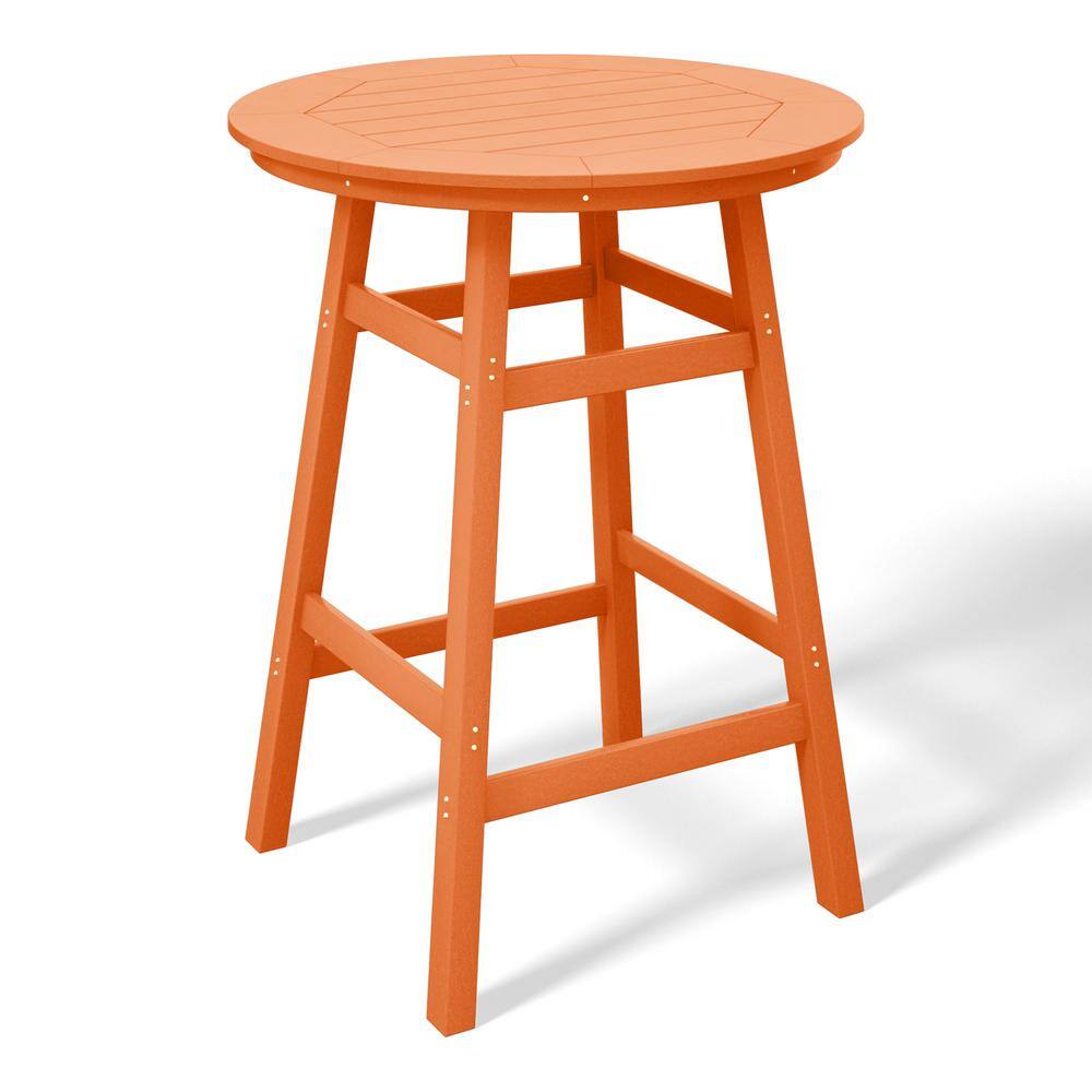 Laguna 35 in. Round HDPE Plastic All Weather Bar Height High Top Bistro Outdoor Bar Table in Orange price history on PriceWatchPro