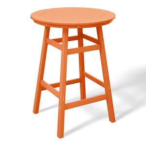 Laguna 35 in. Round HDPE Plastic All Weather Bar Height High Top Bistro Outdoor Bar Table in Orange